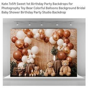 Kate Birthday balloons teddy bear backdrop 7x5